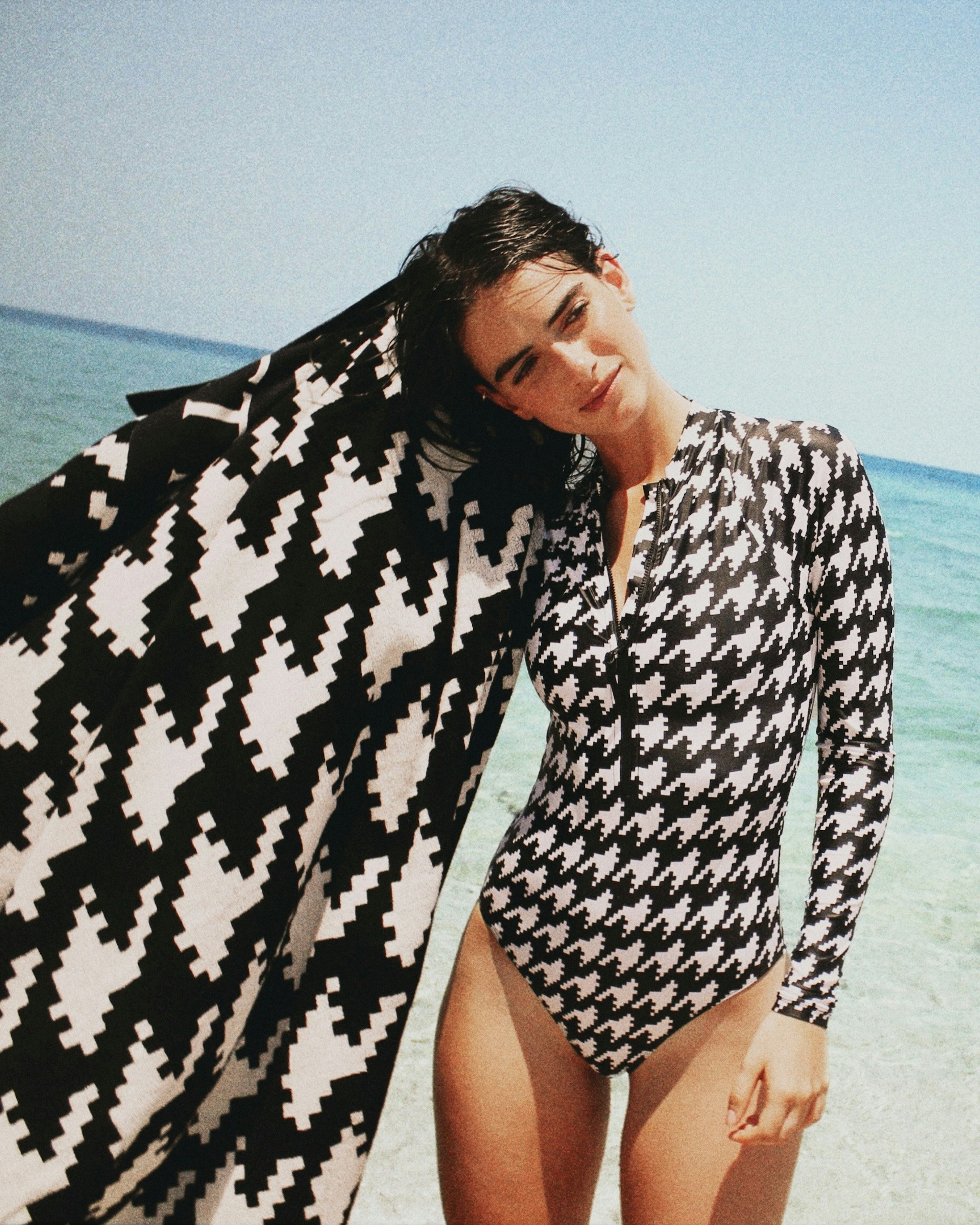 Houndstooth Beach Towel 1 Houndstooth Beach Towel