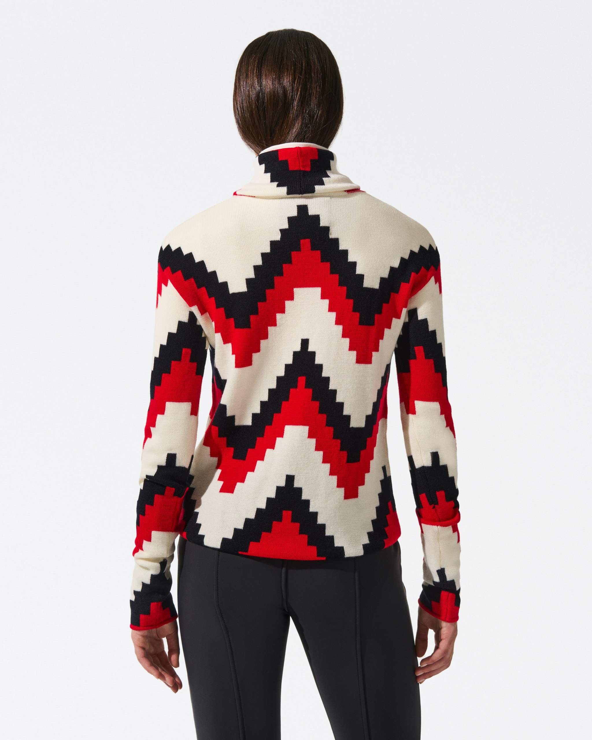 Chevron Merino Wool Turtleneck Sweater 2