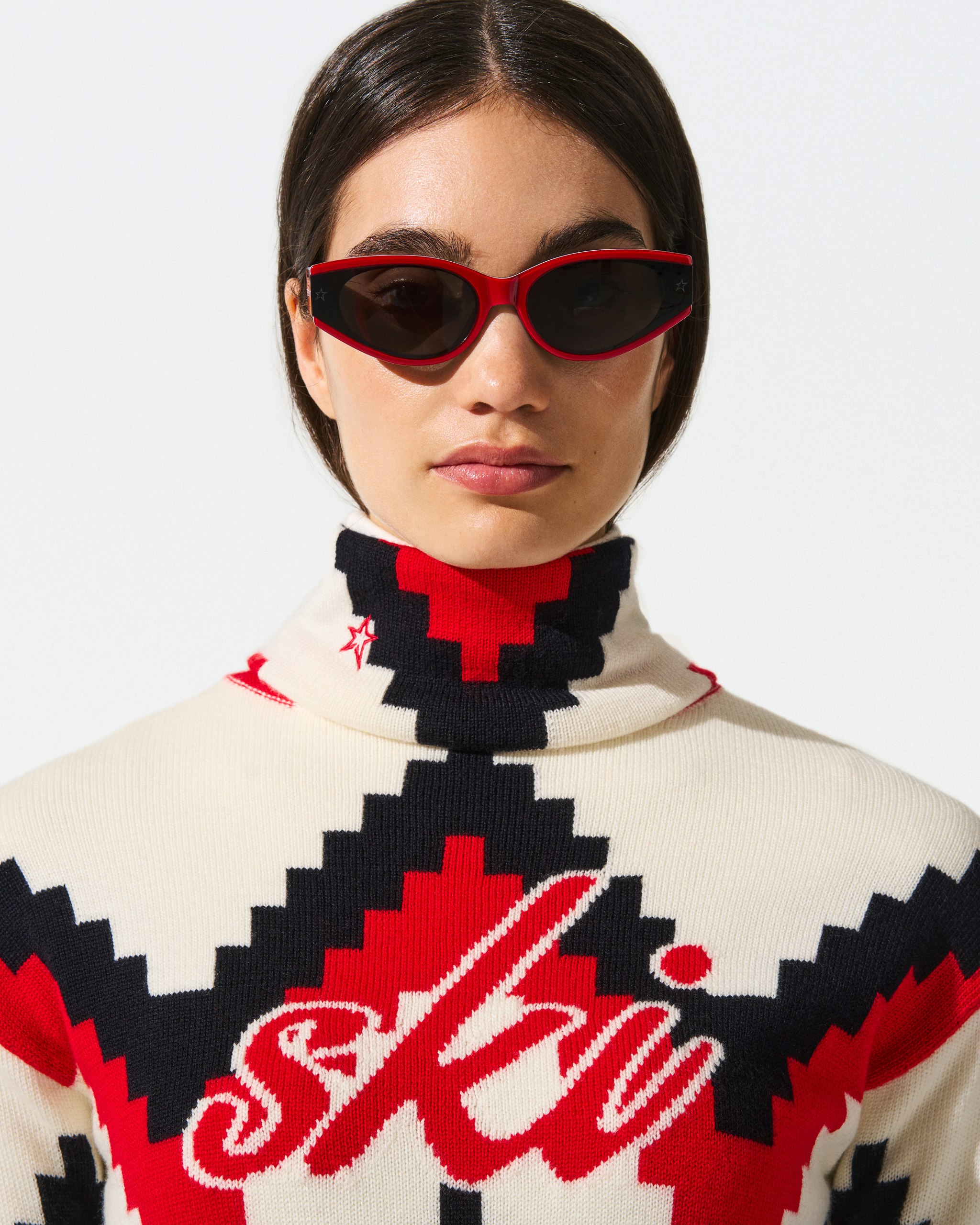 Chevron Merino Wool Turtleneck Sweater 3